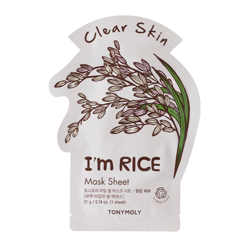 TonyMoly - I`m Real Rice Mask Sheet Clear Skin - Bőrnyugtató Fátyolmaszk - 1szt/21ml